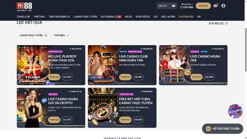 Khuyến mãi casino cực hấp dẫn từ nhà cái M88