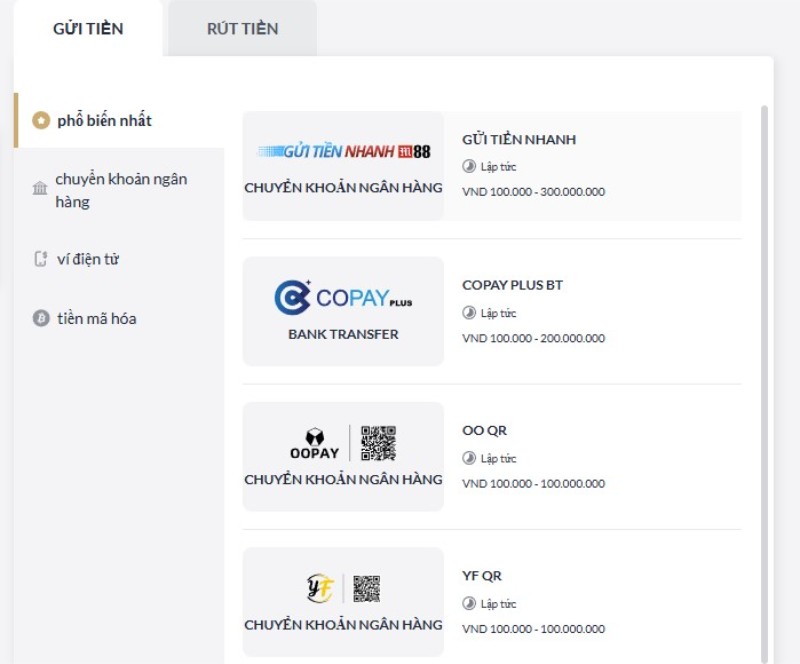 Nạp tiền M88